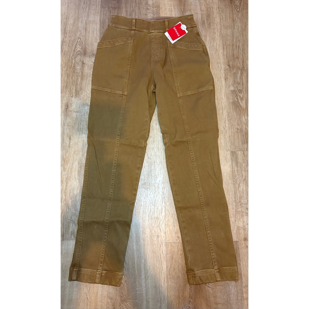 Spanx Stretch Twill Straight Leg Pants Womens Size XS Brown Acorn‎ Casual Work